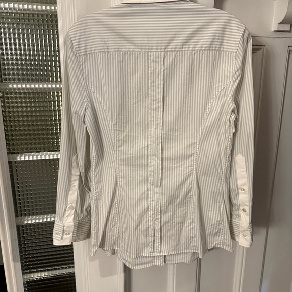 DOLCE GABBANA Womens Button Up Shirt Gray & White Stripes Size US 8 EU 44 - Picture 6 of 15